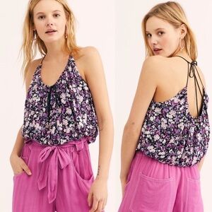 NWT Free People Daisy Babe Halter Tank Top,V-neck,front tie,back keyhole,Size S
